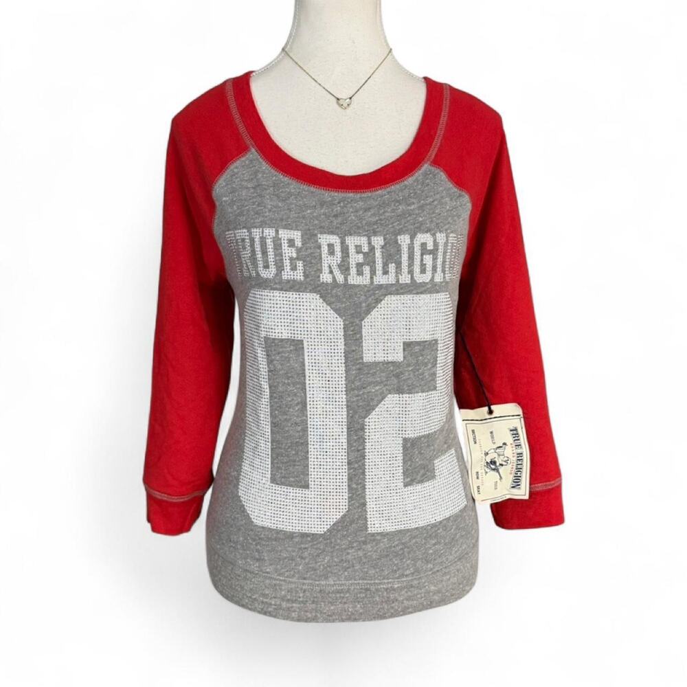 True Religion Y2K Jersey02 Mcbling Cotton Long Sleeve Size large NWT retail $128